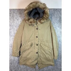 Relwen Womens Parka Jacket Faux Fur Hood Removable Hood and Lining - Large